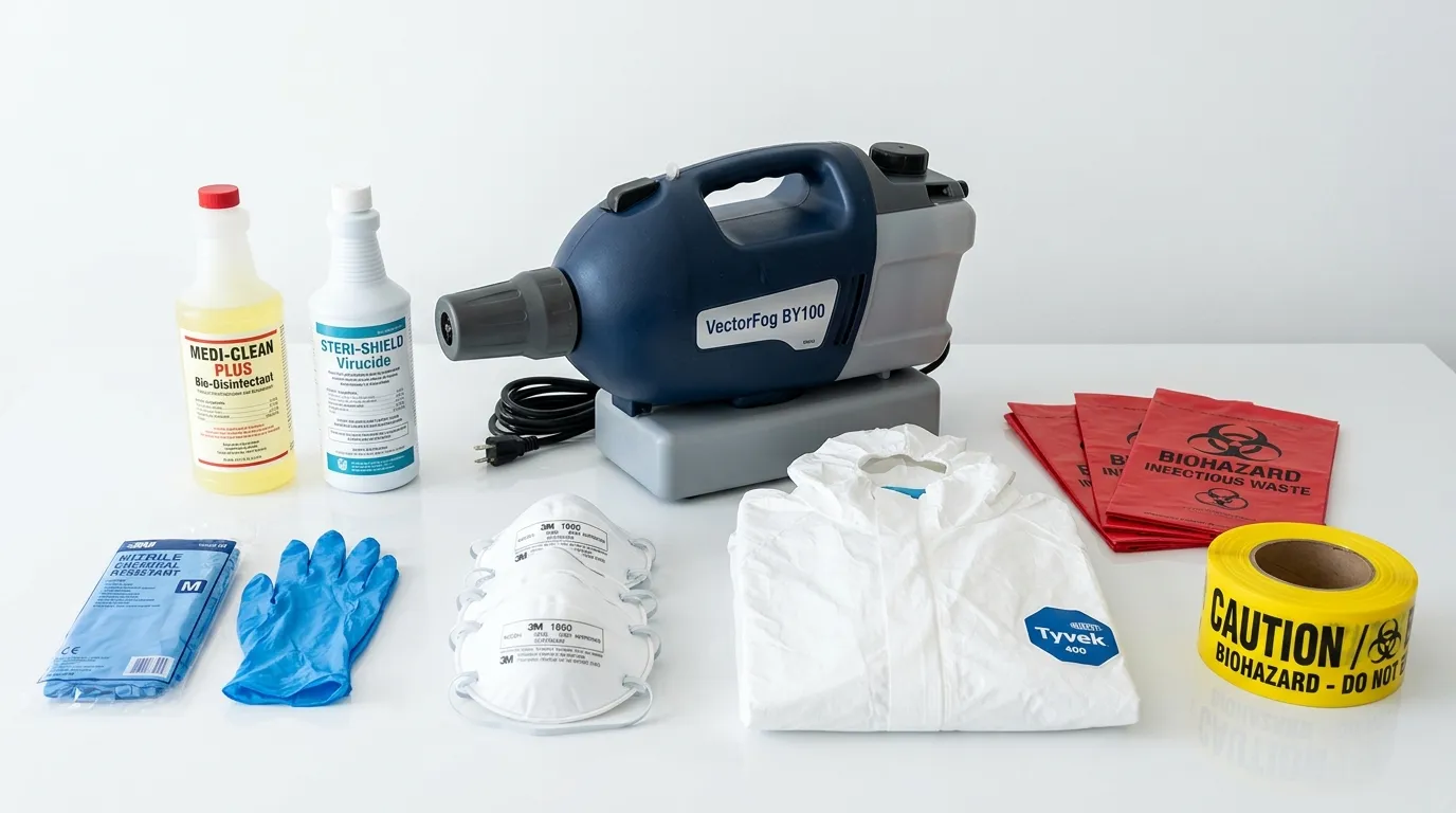 Professional biohazard remediation crew working in Round Lake Park